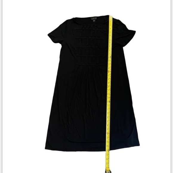J Jill Wearever Collection S Black Short Sleeve Front Detail Pleat Jersey Dress - Picture 3 of 11